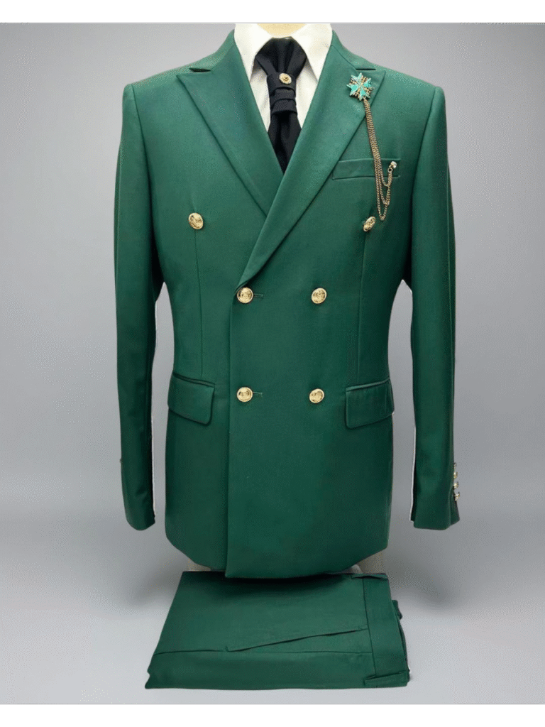 Double Breasted Tailored Suit 6 Gold Buttons