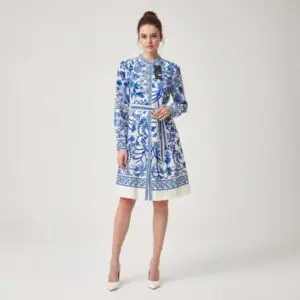 Long-sleeve dress Belted