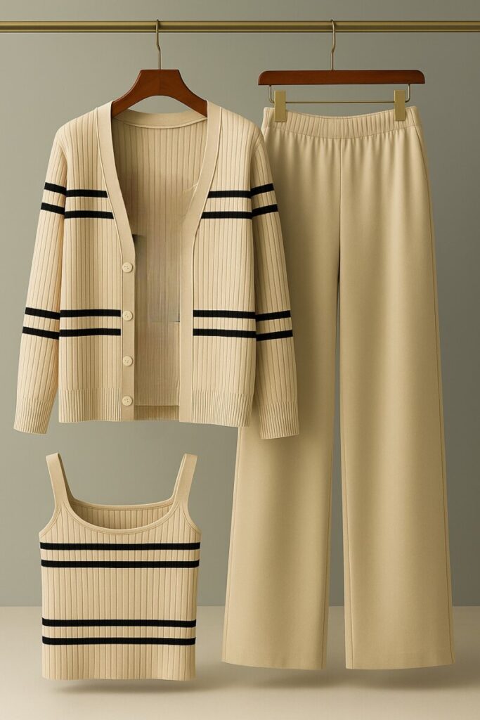 3 piece Knit Set for Women Vivian A1222-1