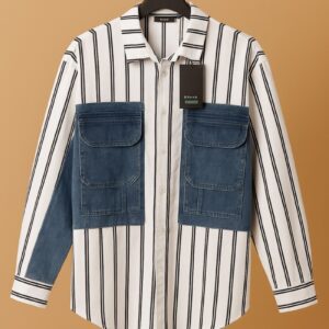 striped denim pocket shirt A1211-1